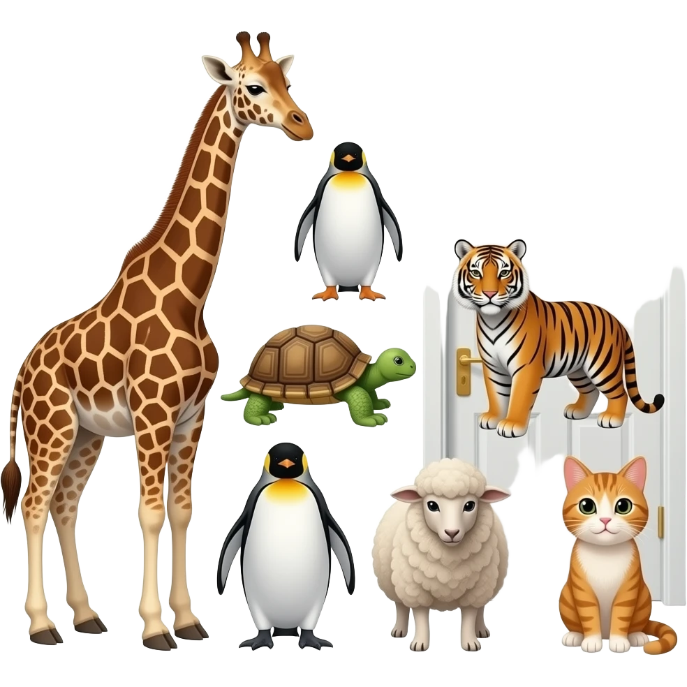 🦒🐧🐅🐢🐑🐈🚪 emoji