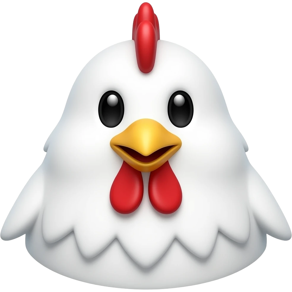 white chicken hand puppet with black eyes emoji