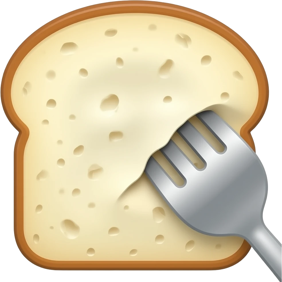 fork with bread stuck on it emoji