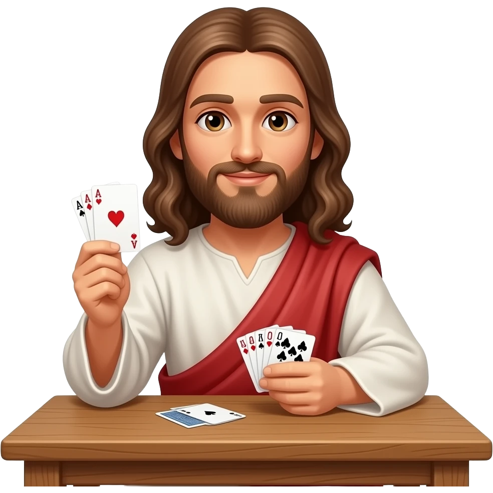 Jesus playing cards emoji