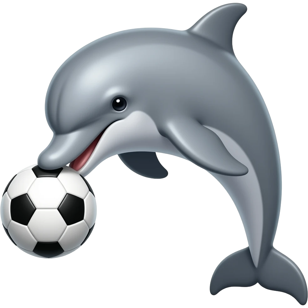 dolphin bites soccerball emoji