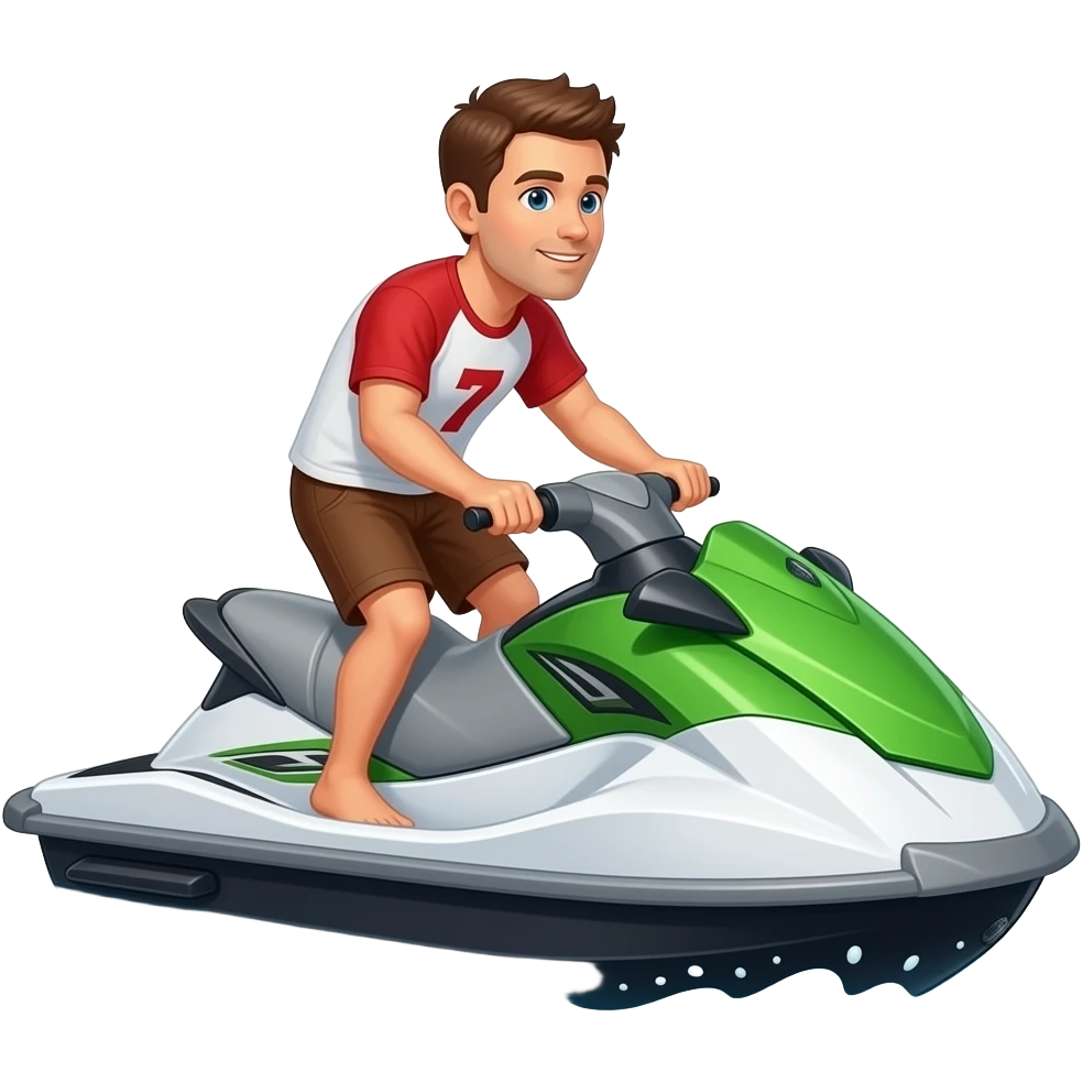 The bottom of a jet ski made into a boat with a flat surface with a guy standing on it driving the motor emoji