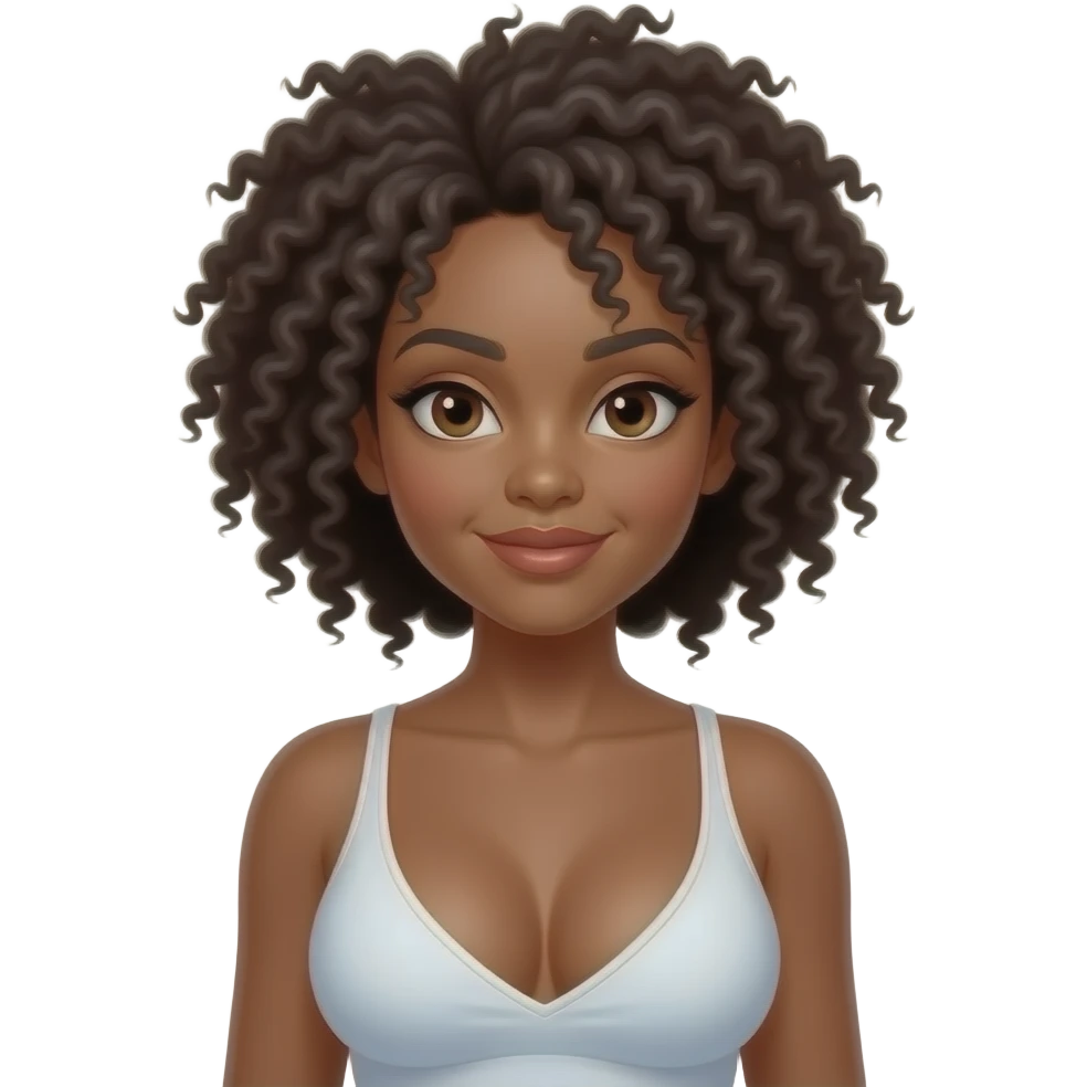 black girl with afro showing big boobs emoji