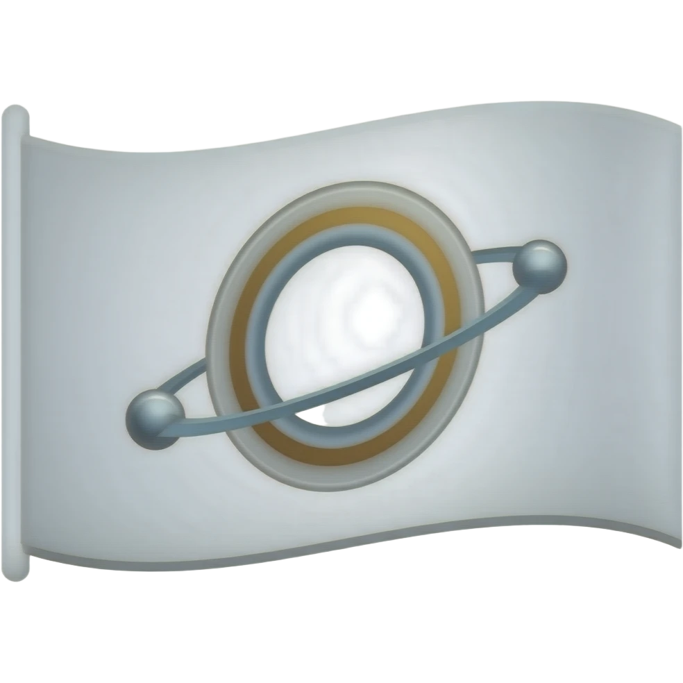 White flag with orbit ring on it emoji | AI Emoji Generator