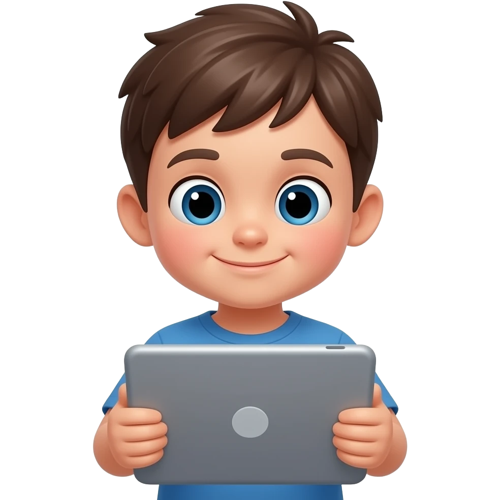 a kid is using a tablet emoji