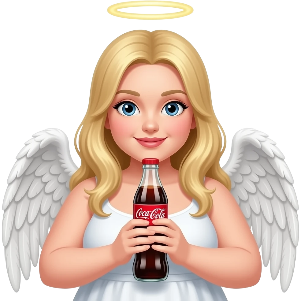 Жирная русая девочка с крыльями ангела и бутылкой колы emoji