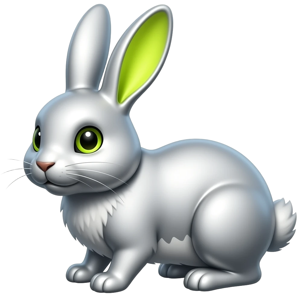 Cute rabbit . silver-chrome, neon yellow emoji