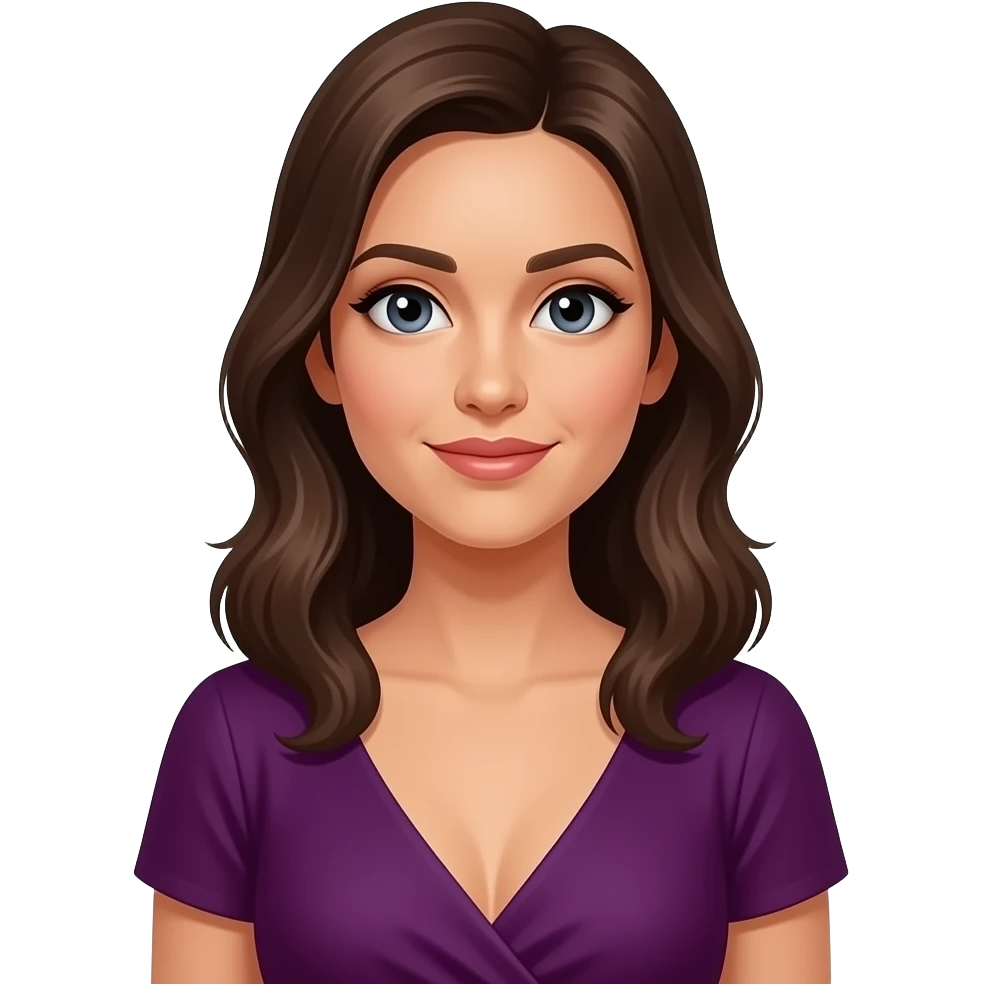 Женщина в фиолетовой одежде, в заде нее род семьи ТЕНИ emoji