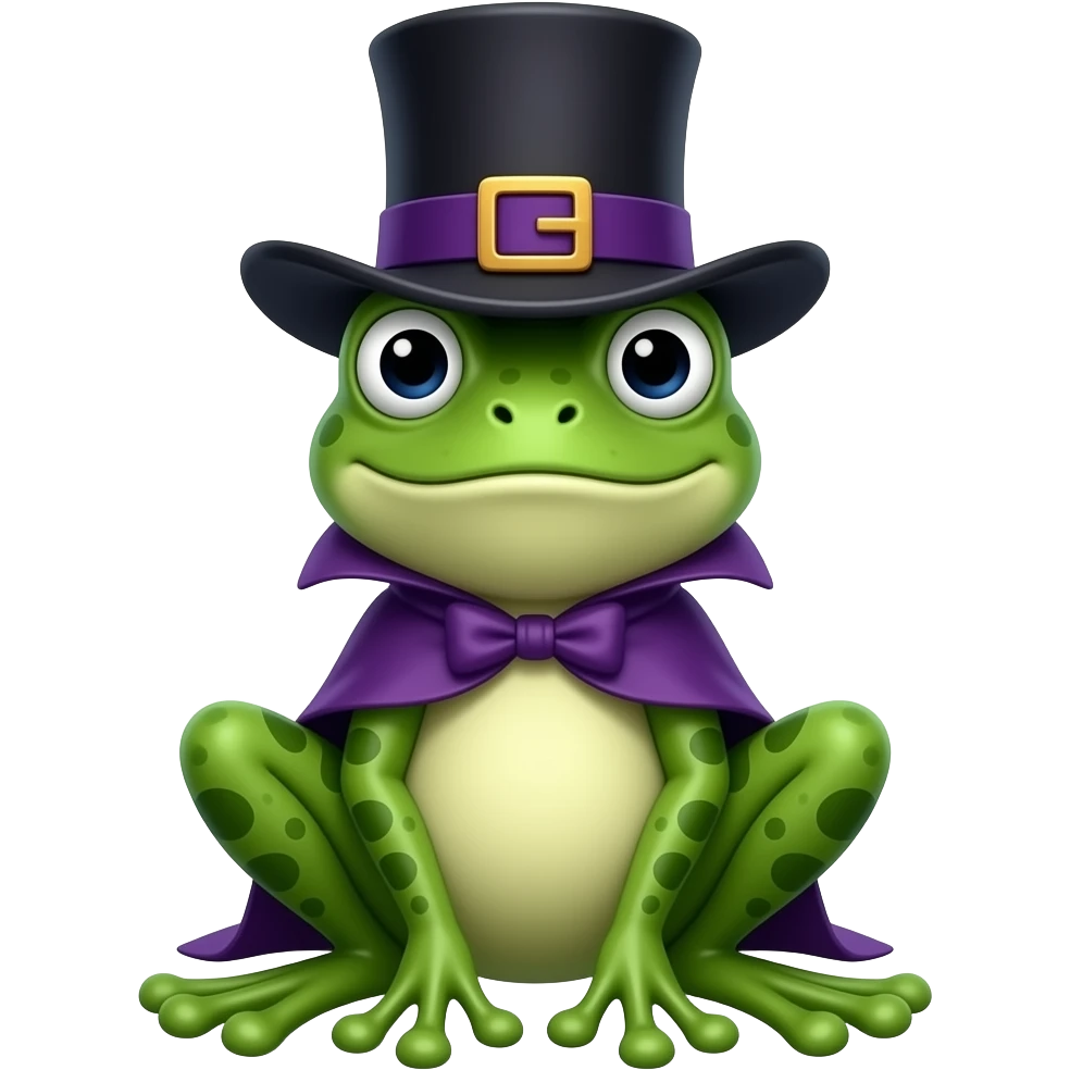 a frog witch has a top hatt emoji