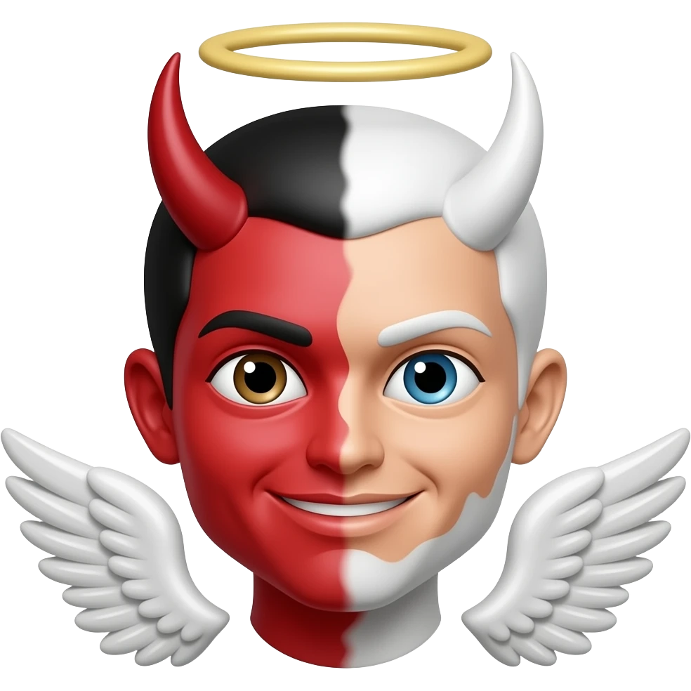 👿+😇 equal mixed up emoji face blend it emoji