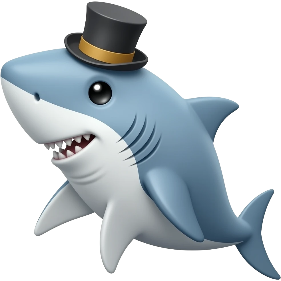 Shark with a top hat emoji