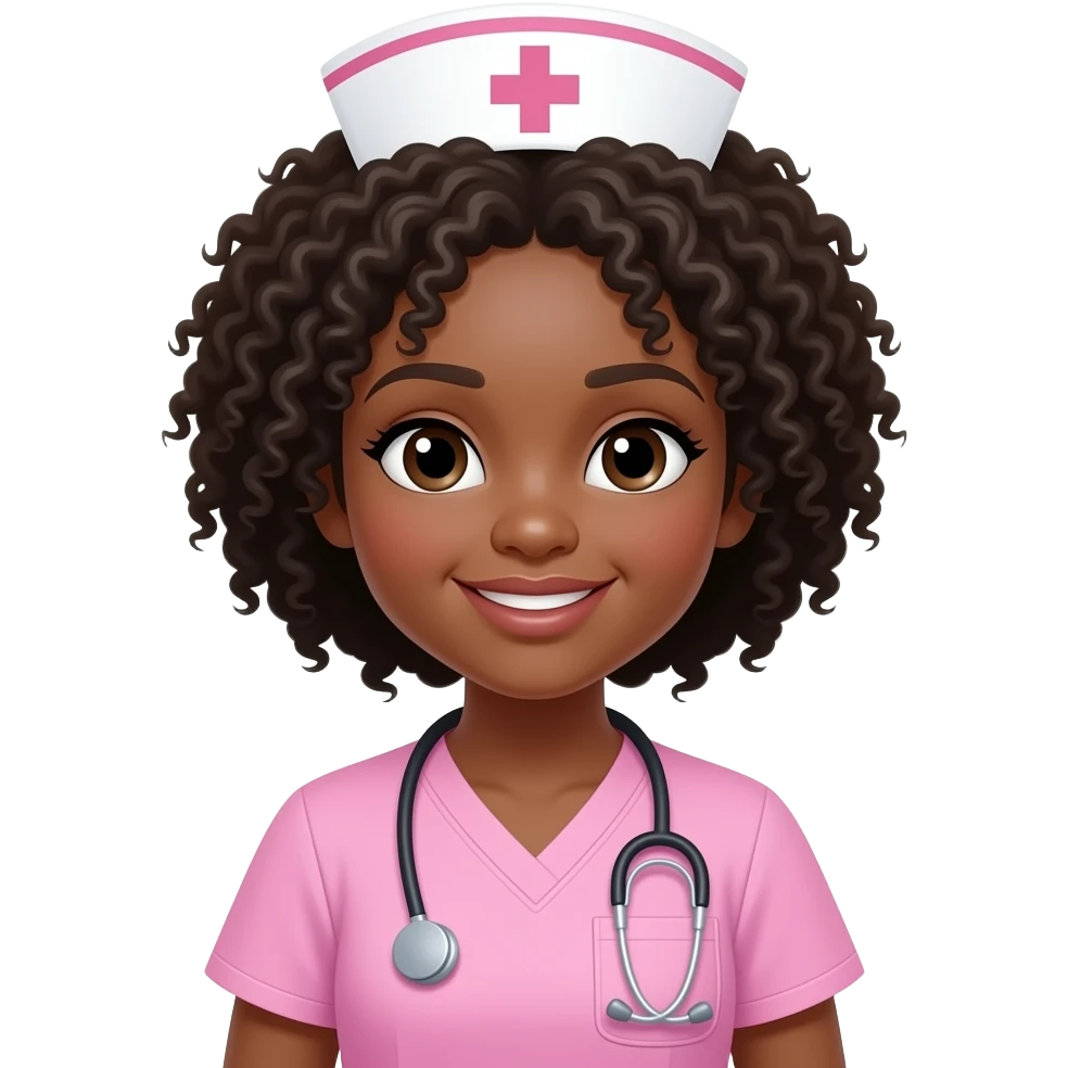 black girl nurse pink scrubs emoji