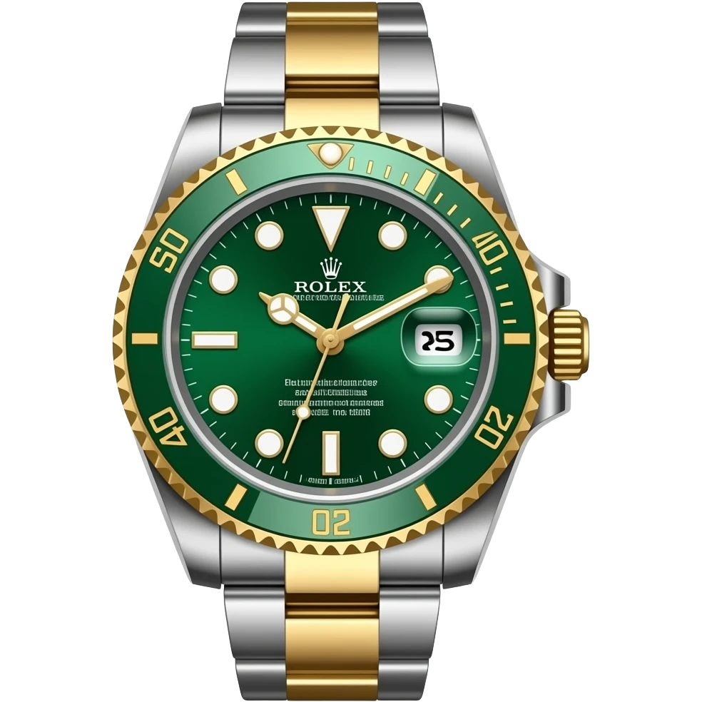 rolex avec cadran vert et blacelet mi argent mi or emoji