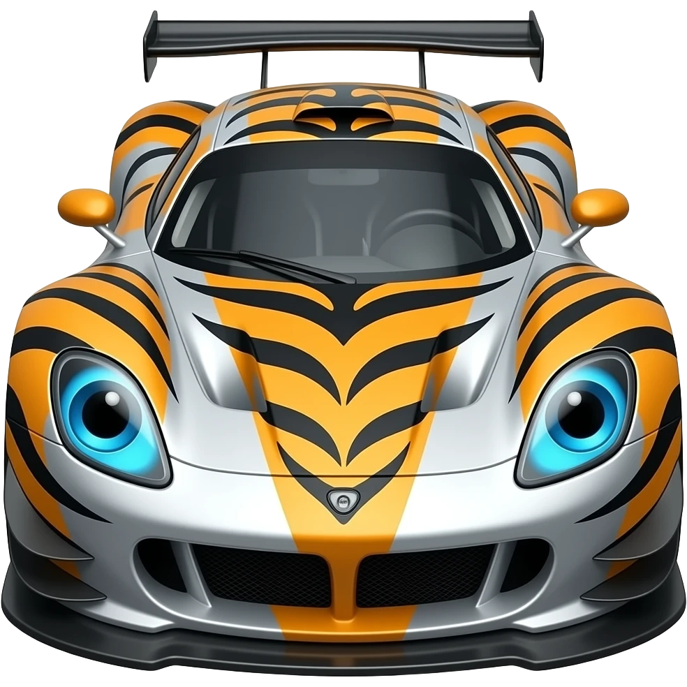 Tiger themed racecar with blue eyes emoji