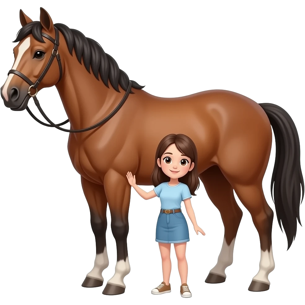 A male horse fucking a human girl emoji