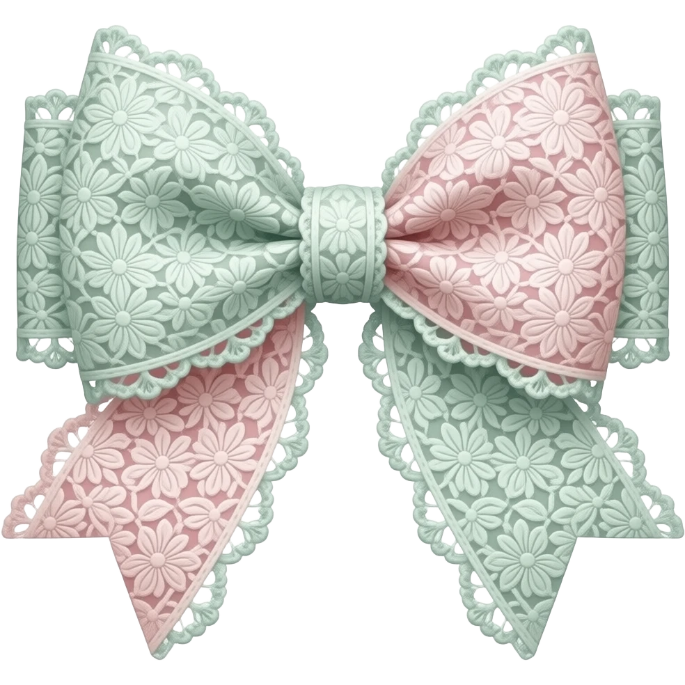 light pink & light green on bow lace coquette bow emoji
