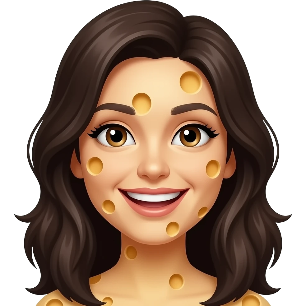 lachende käsefrau dunkle haare emoji