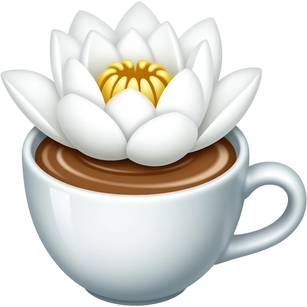 white lotus emoji combined with ☕️ white background emoji