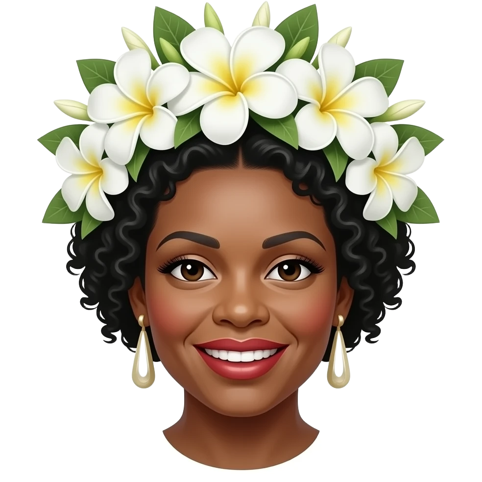 Billie Holiday with white gardenia headdress emoji