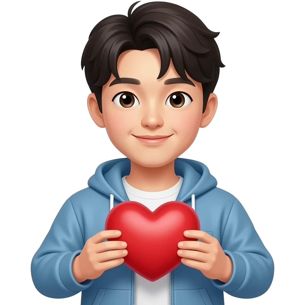 korean young man + heart emoji