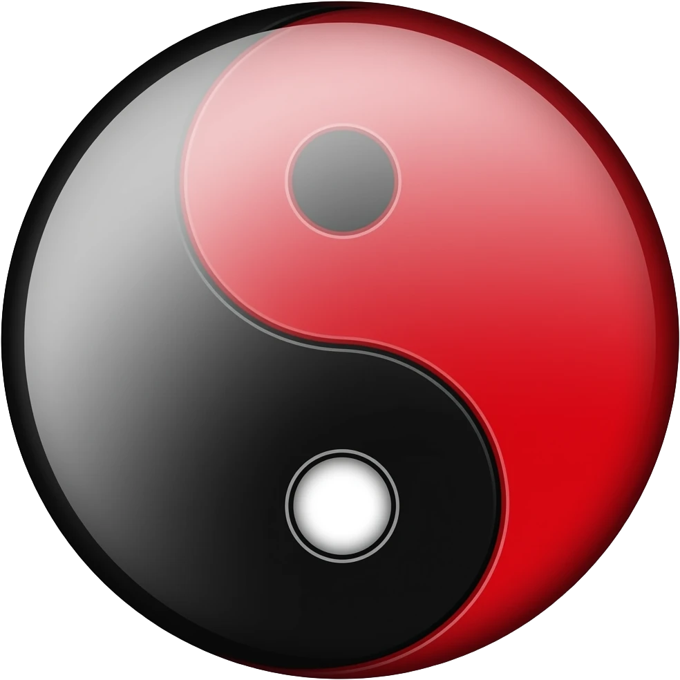 Black, red, and gray BDSM symbol 3 way yin-yang emoji