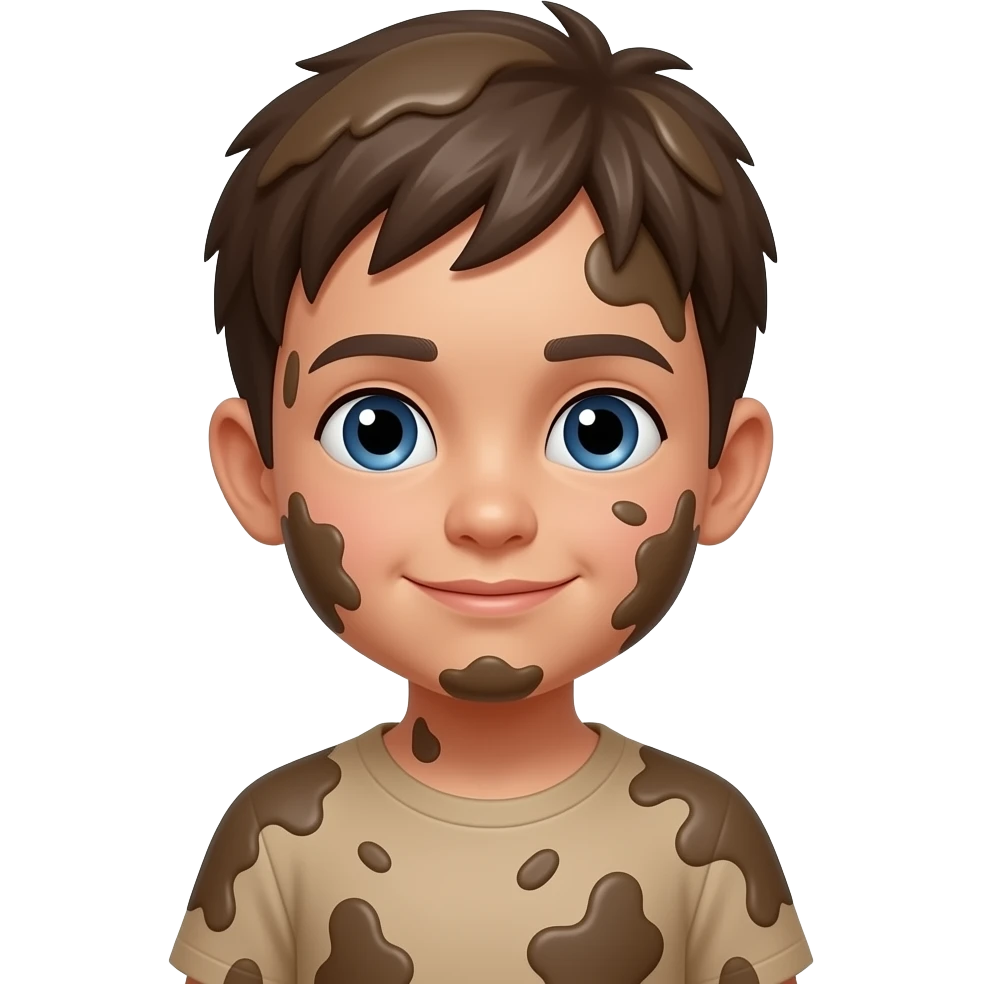 kid covered mud emoji