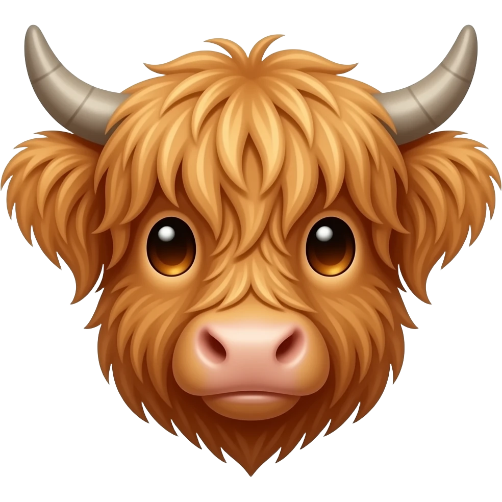 Cute highland cow face emoji