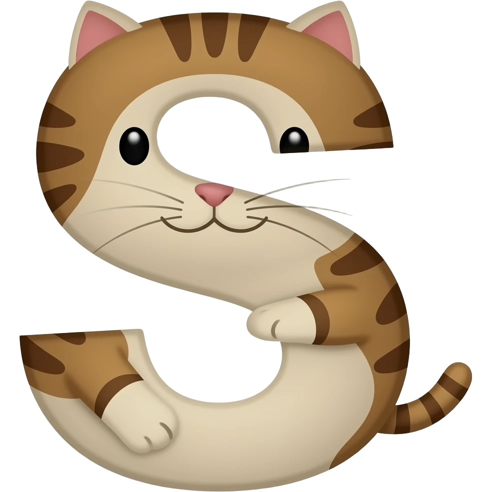 Letra S com um gato emoji