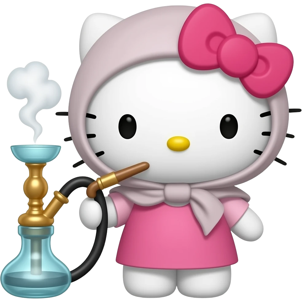 Hijabi Hello kitty smoking a hookah emoji
