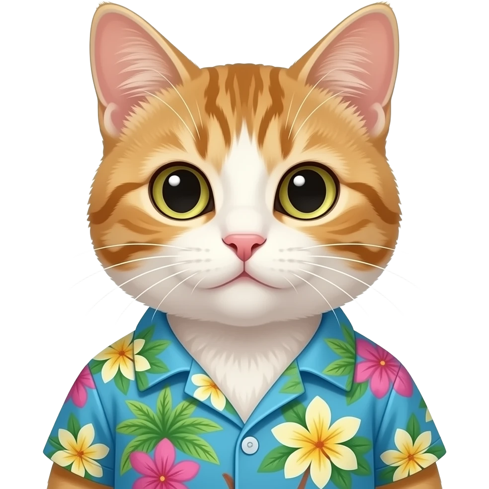 bust shots of a cat in hawaiian shirt emoji
