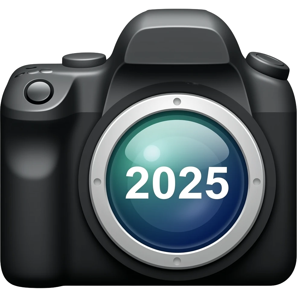 fotoğraf makinesi emojisi yarat siyah ve içinde 2025 yazsın emoji