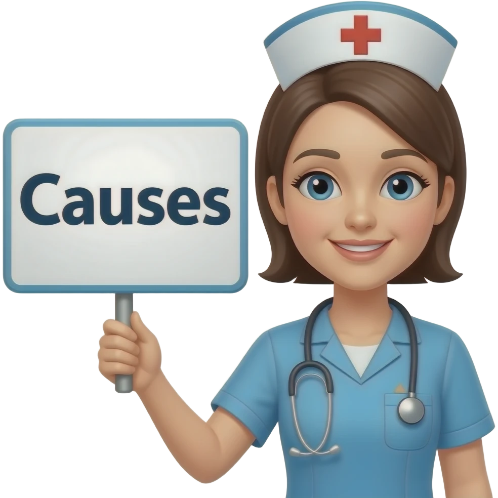 I need a nurse holding a sign that says "Causes" , no need to show the nurses face js make it as if shes holding it emoji