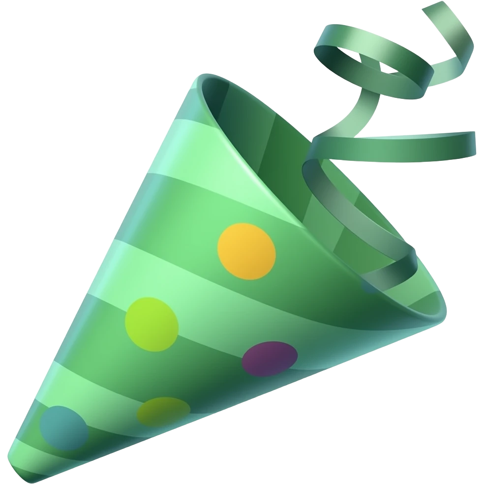 ios emoji style green party popper emoji