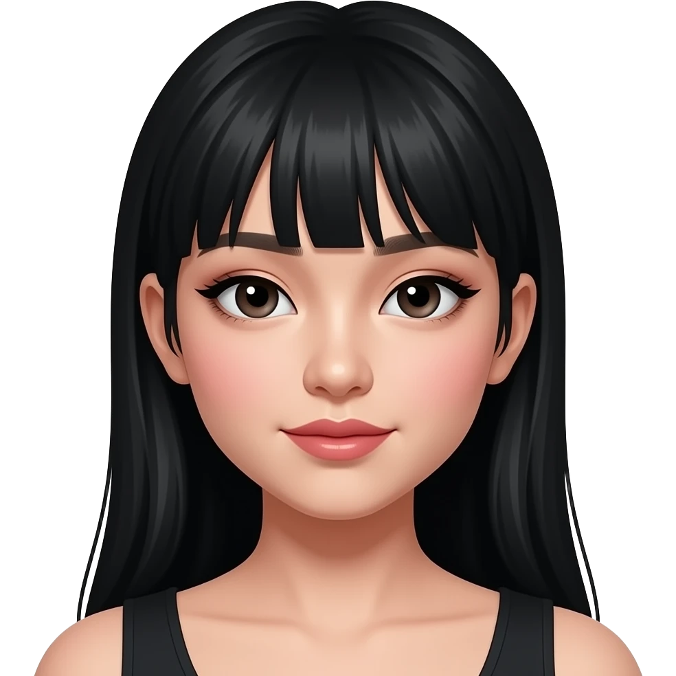 Yina Lin Chinese teen Girl no bangs with long black hair and nice make up ( a lot) emoji