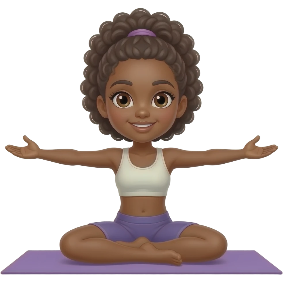 black girl doing yoga with brown skin emoji