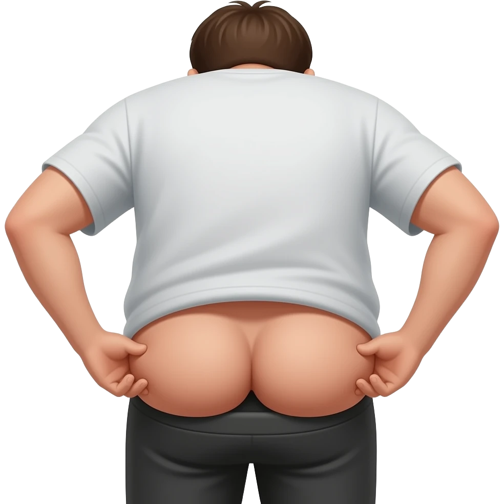 man stuffing face in buttcheeks emoji