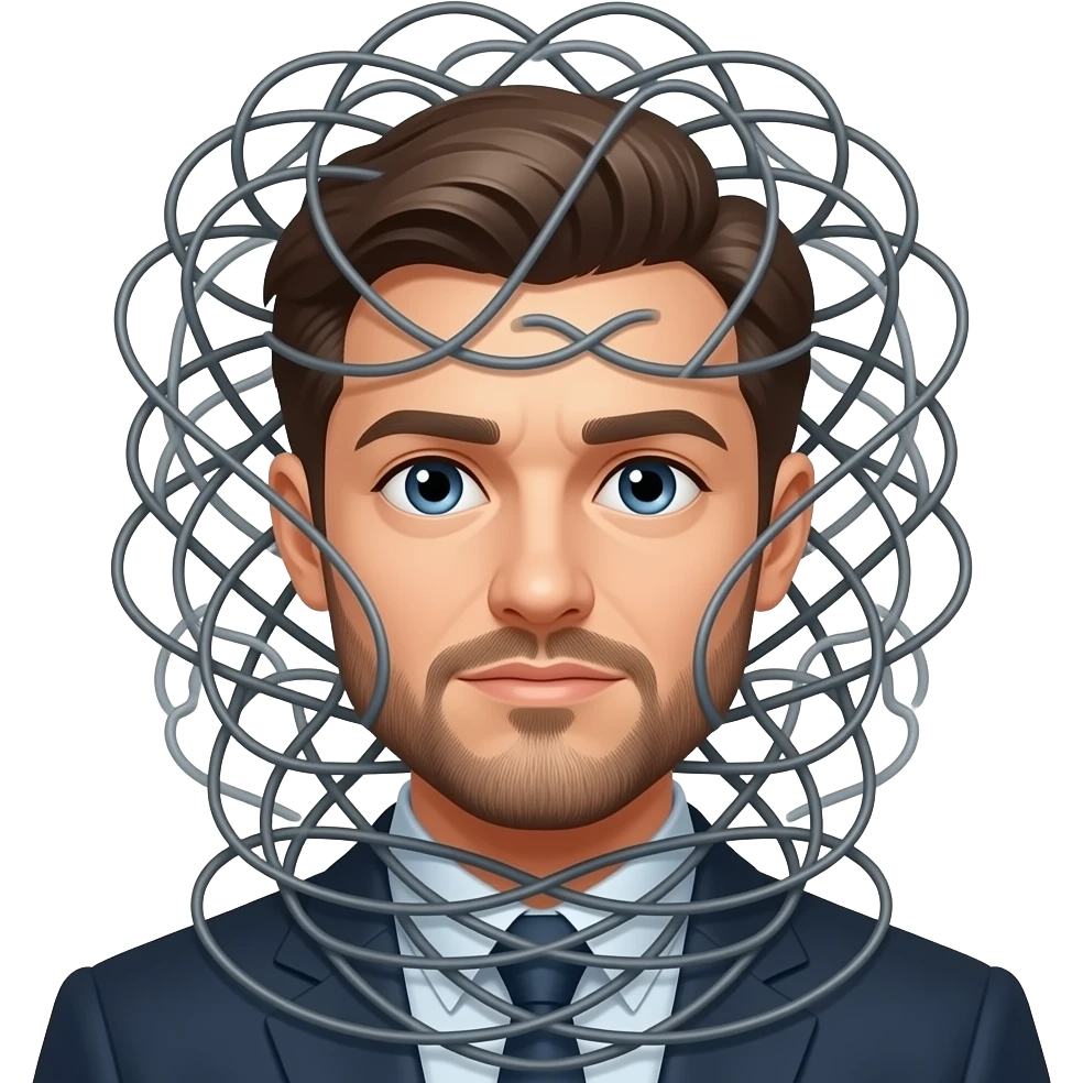 Мужчина запутался в сложных мыслях emoji