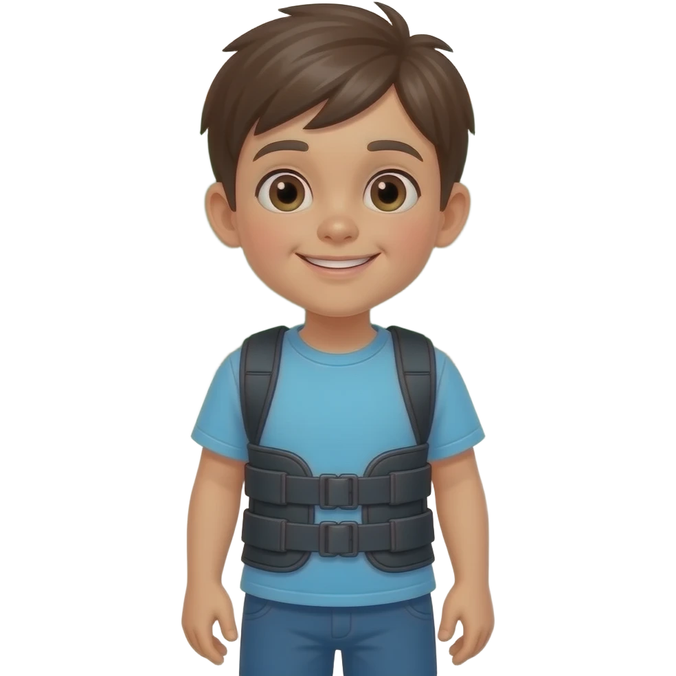 Child wearing scoliosis back brace emoji