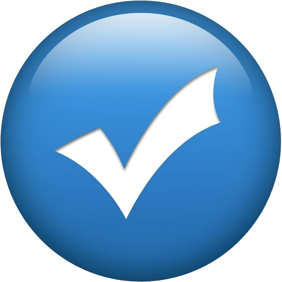 Full Blue circle with a white tick emoji
