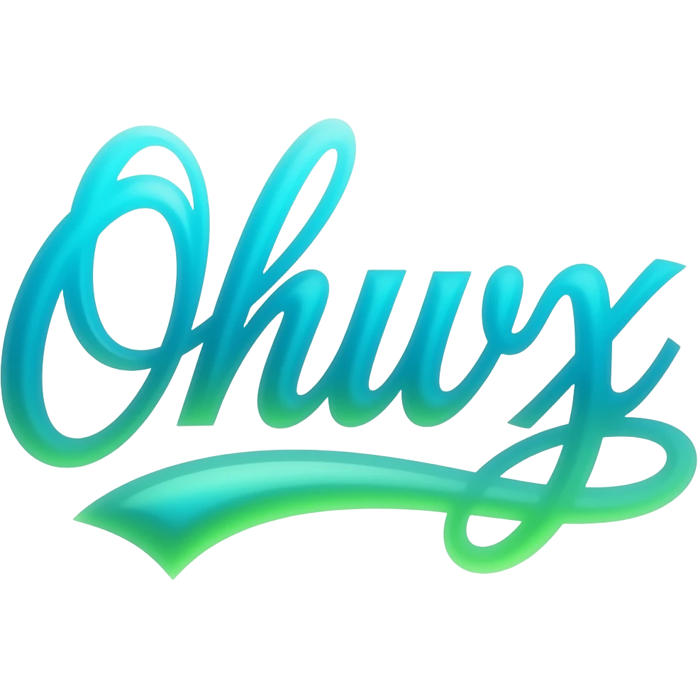 The word 'Online' in cursive fancy writing that's glowing blue green OMBRE with no background emoji