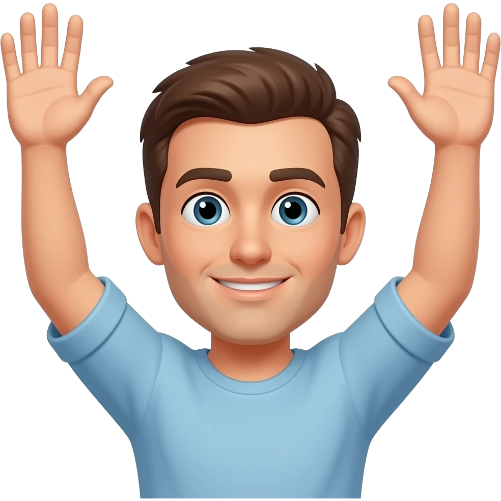 Homme qui lève les mains en l’air comme si il allait se faire tirer dessus emoji