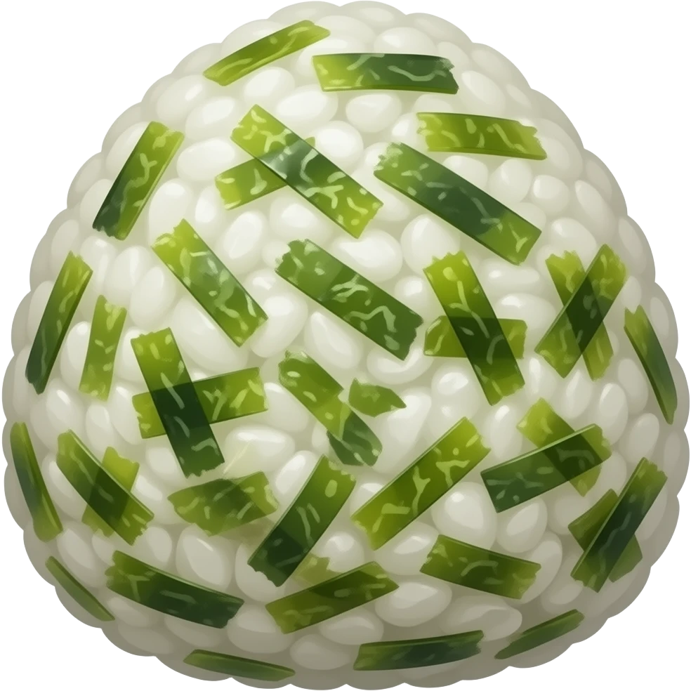 perfect round type riceballs(not onigri) covered in shredded seaweed flakes emoji