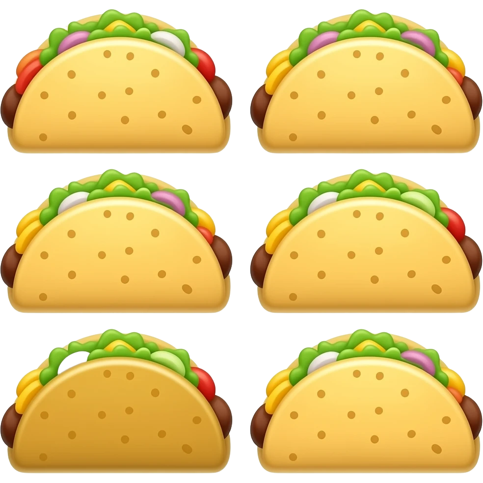 Make 6 tacos bye each other emoji