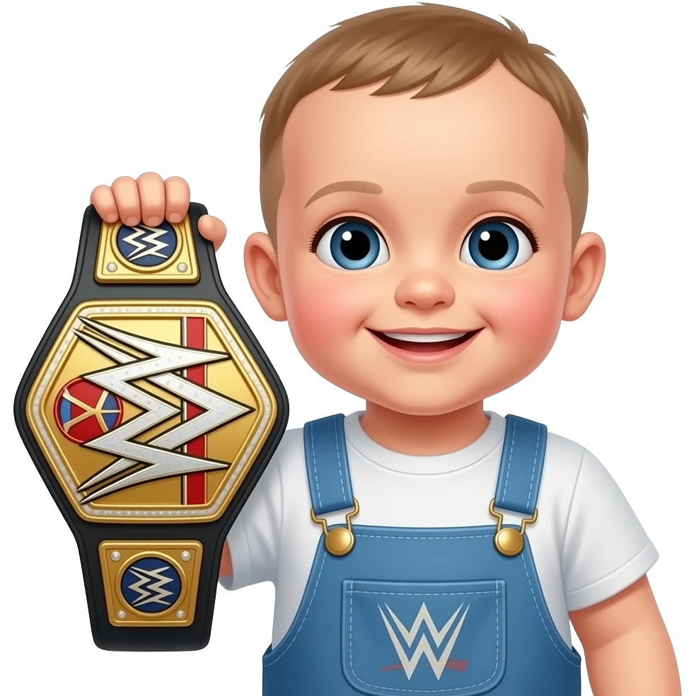 a baby holding up a wrestling championship belt emoji