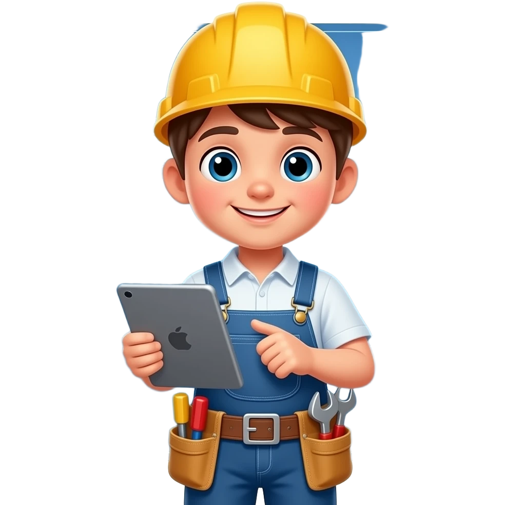 child engineer with Tablet emoji