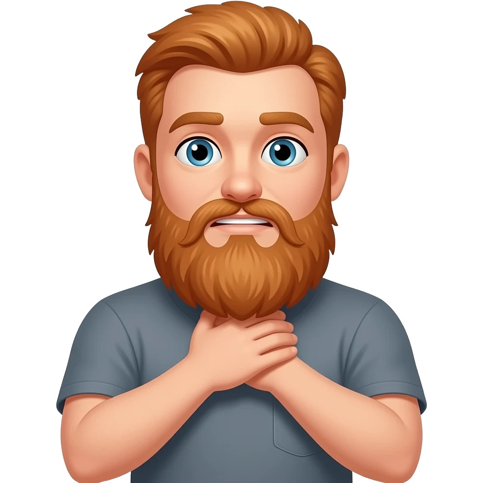 Choke man with long red beard tshirt emoji