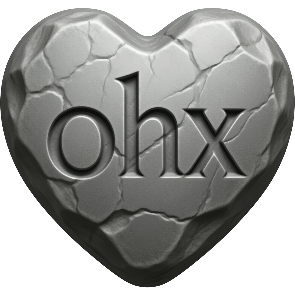 Give me a heart made of stone with writing inscribed. emoji