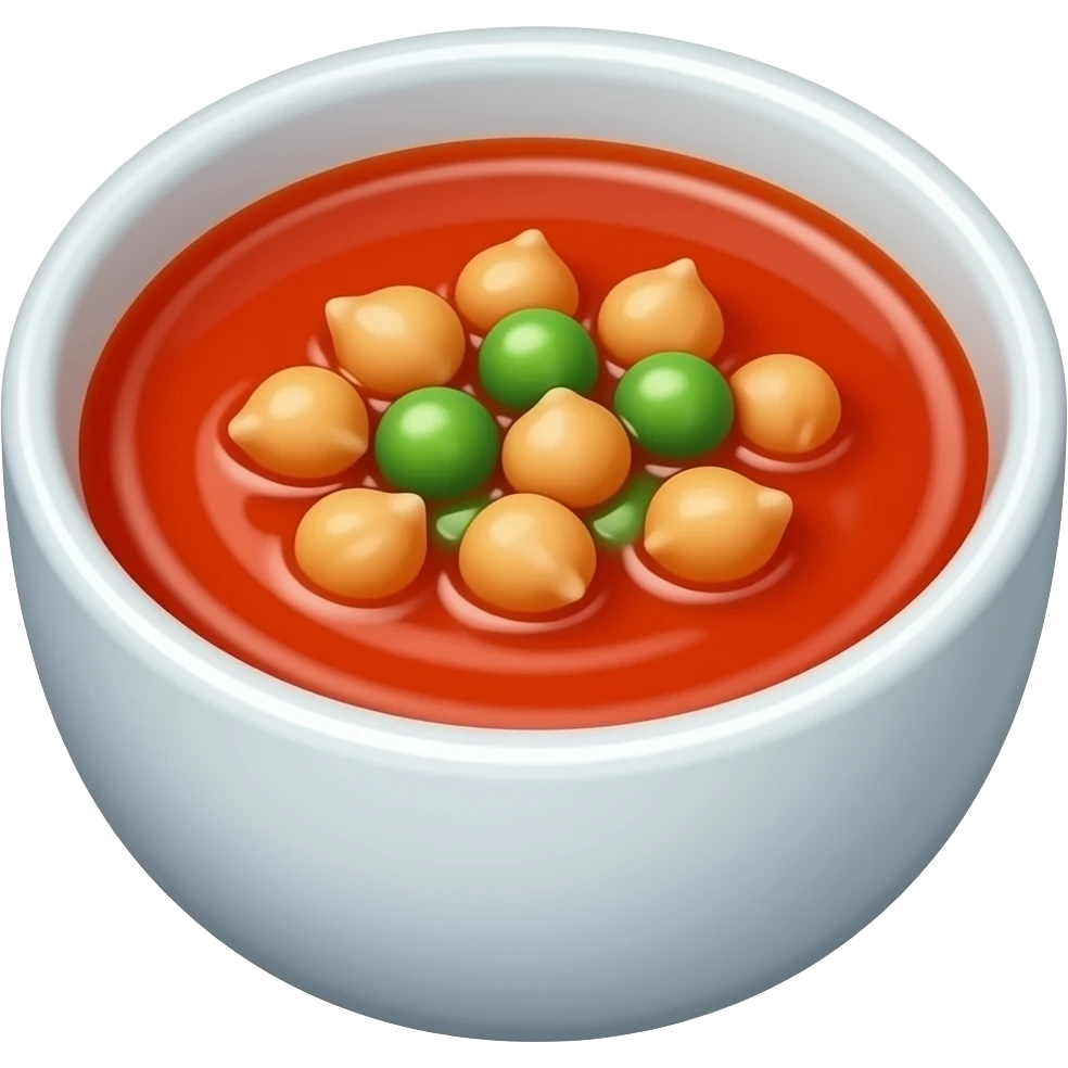 병아리콩, 완두콩이 들어있는 토마토스프 emoji