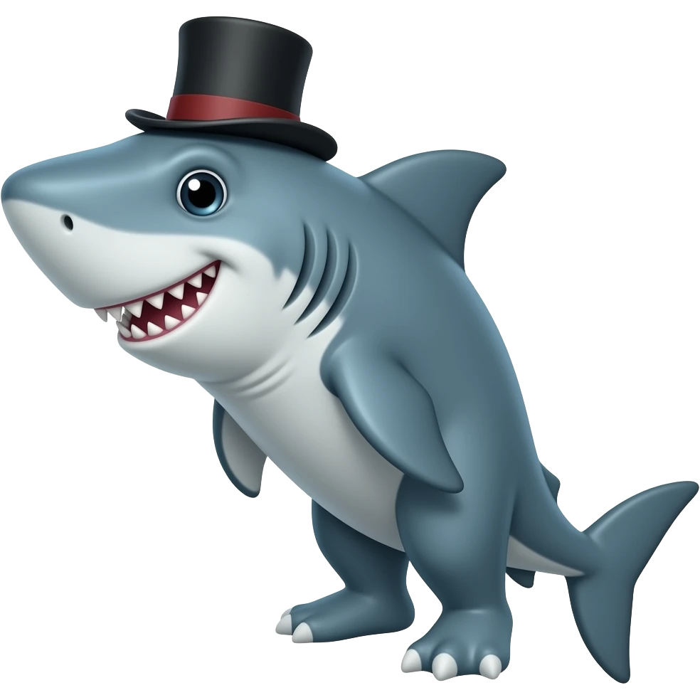 Shark with a top hat emoji