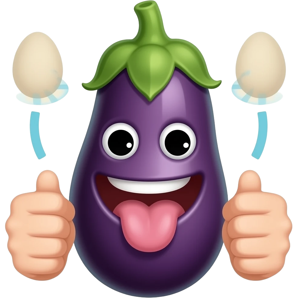the mouth with the tongue reading the mouth of the eggplant emoji